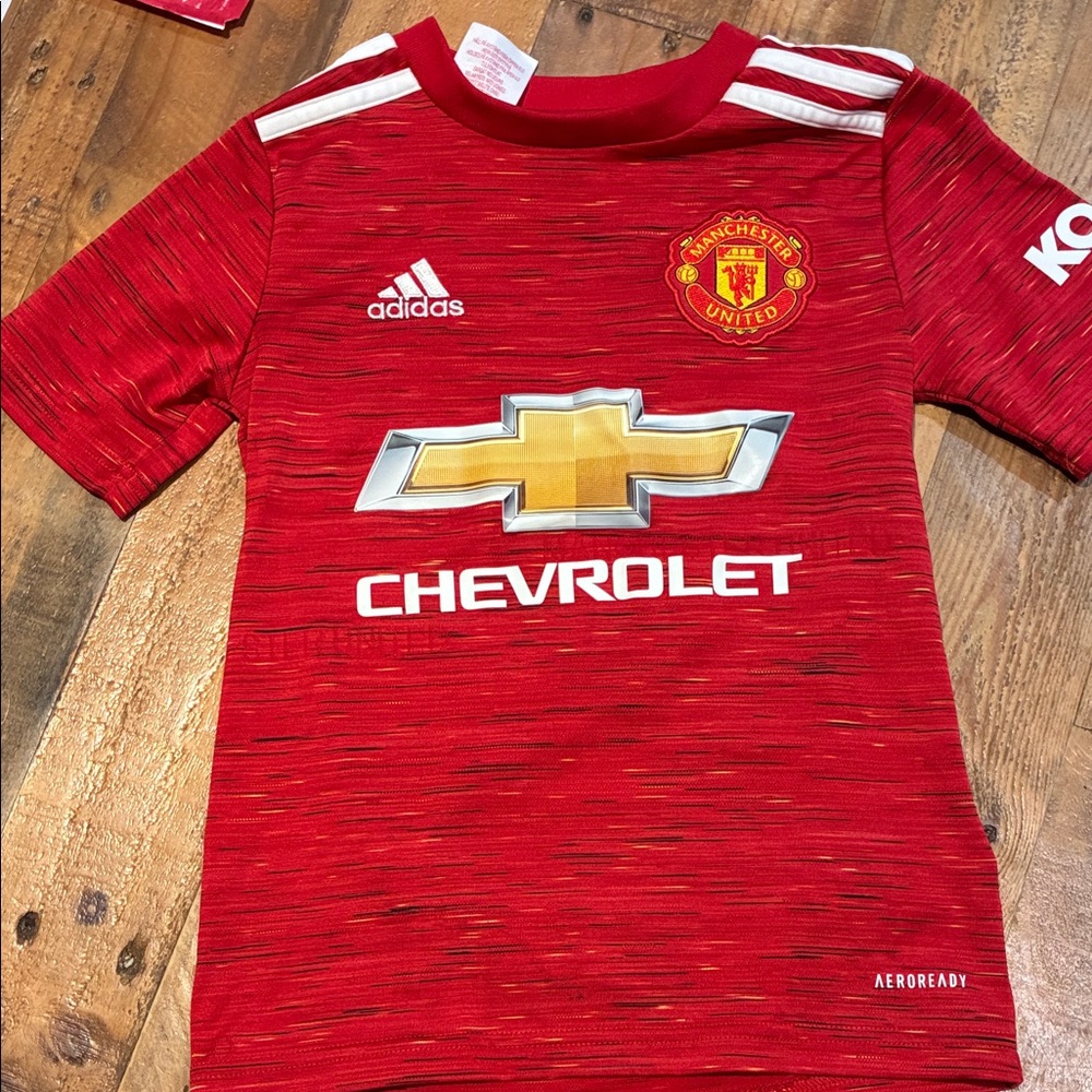 adidas Kids Red Manchester Soccer Jersey